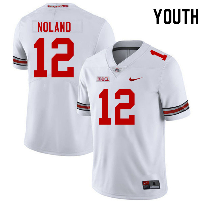 Ohio State Buckeyes Air Noland Youth #12 Authentic White College Football Jersey 2404GMFE4